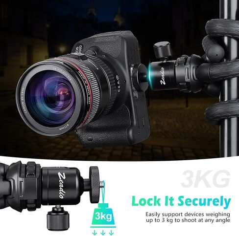 Zeadio Tripod Mini Ball Head, with 1/4" 3/8" Screw Ball Head Tripod Mount for Cameras, DSLR, Monopod, Slider, Tripod etc in Kuwait