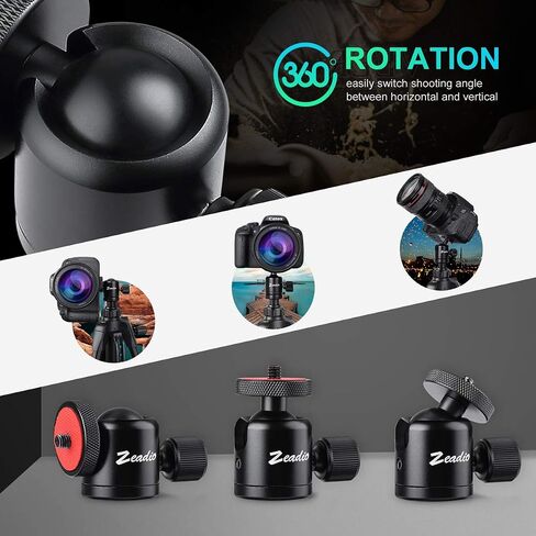 Zeadio Tripod Mini Ball Head, with 1/4" 3/8" Screw Ball Head Tripod Mount for Cameras, DSLR, Monopod, Slider, Tripod etc in Kuwait