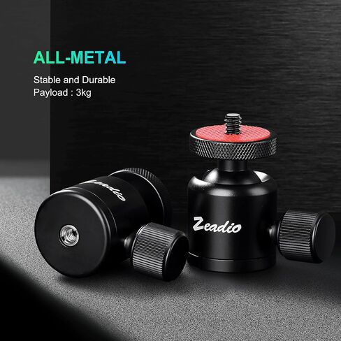Zeadio Tripod Mini Ball Head, with 1/4" 3/8" Screw Ball Head Tripod Mount for Cameras, DSLR, Monopod, Slider, Tripod etc in Kuwait
