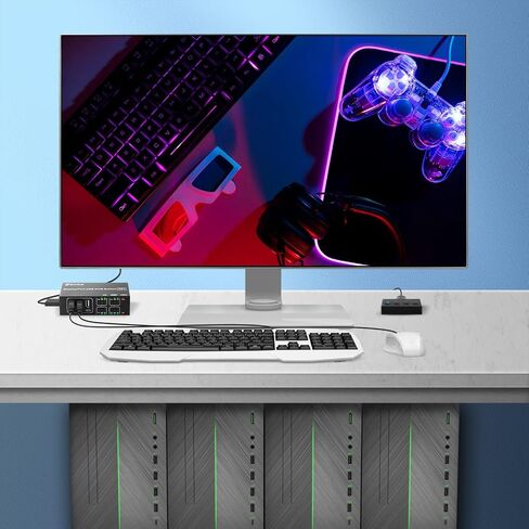 محول Synvisus DisplayPort KVM 4 منافذ 3D UHD 4K@60 هرتز، 2K@120 هرتز 4 في 1 مخرج USB ومحول DP1.2 KVM، مع 4 كابلات USB - نسخة مطورة in Saudi Arabia