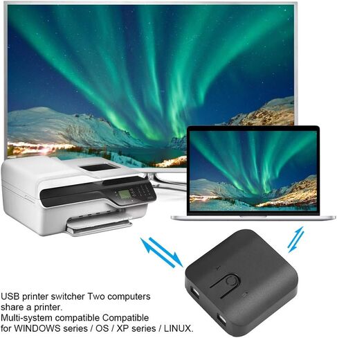 Dilwe USB2.0 Printer Switcher, 2-Port Switch Selector 2 Computers Sharing, USB Peripheral Switcher Box 2 in 1 Out Splitter for Computer with USB Data Cable in Saudi Arabia