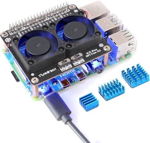 مراوح تبريد مزدوجة Raspberry Pi 4B ، مجموعة Raspberry Pi 4B ، Raspberry Pi 4B GPIO Expansion Board DC 5V 0.2A مع LED متوافق مع Raspberry Pi 4B / 3B+ / 3B / 3A + in Kuwait