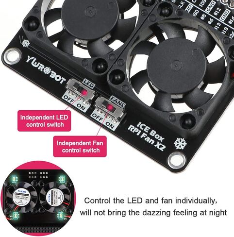 مراوح تبريد مزدوجة Raspberry Pi 4B ، مجموعة Raspberry Pi 4B ، Raspberry Pi 4B GPIO Expansion Board DC 5V 0.2A مع LED متوافق مع Raspberry Pi 4B / 3B+ / 3B / 3A + in Kuwait