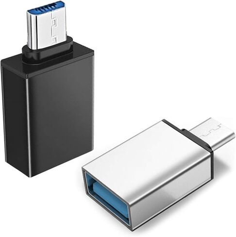 محول ميكرو USB إلى USB 3.0 OTG من SIREG محول يو إس بي ذكر إلى أنثى متوافق مع سامسونج S7 S6 إيدج S4 S3، LG G4، جهاز تحكم عن بعد دي جيه آي سبارك مافيك، أندرويد تاب (أسود + فضي) in Kuwait