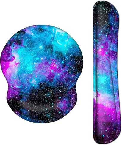 مسند معصم للوحة المفاتيح ووسادة ماوس من RICHEN مع مجموعة دعم المعصم للكمبيوتر/الكمبيوتر المحمول/Mac، والألعاب والمكتب، متينة ومريحة وخفيفة الوزن لسهولة الكتابة وتخفيف الألم (شبكة ملونة) in Kuwait