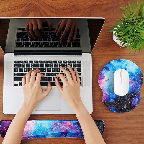 مسند معصم للوحة المفاتيح ووسادة ماوس من RICHEN مع مجموعة دعم المعصم للكمبيوتر/الكمبيوتر المحمول/Mac، والألعاب والمكتب، متينة ومريحة وخفيفة الوزن لسهولة الكتابة وتخفيف الألم (شبكة ملونة) in Kuwait