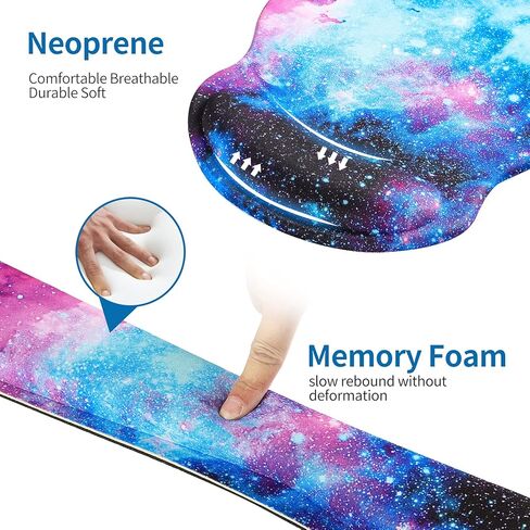 مسند معصم للوحة المفاتيح ووسادة ماوس من RICHEN مع مجموعة دعم المعصم للكمبيوتر/الكمبيوتر المحمول/Mac، والألعاب والمكتب، متينة ومريحة وخفيفة الوزن لسهولة الكتابة وتخفيف الألم (شبكة ملونة) in Kuwait