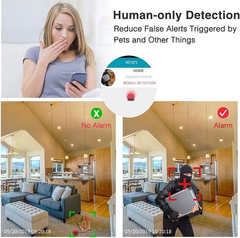 كاميرا مراقبة للمنزل Foscam R4S 4MP WiFi IP Camera، جهاز مراقبة الطفل اللاسلكي مع AI Human Detection Sound Detection 33ft Night Vision 2 Way Audio Camera متوافق مع Alexa Black (متجدد) in Saudi Arabia