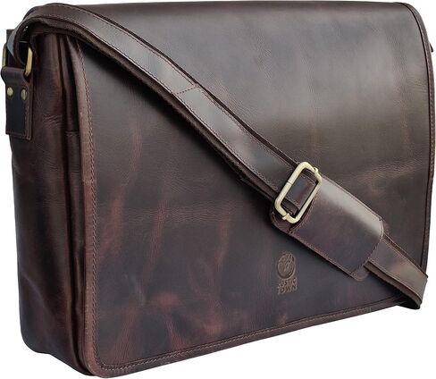 Leather Messenger Bag for Men 16" Full Grain Leather Laptop Bag Vintage Crossbody Office Satchel Travel Shoulder Bag in Saudi Arabia