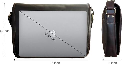Leather Messenger Bag for Men 16" Full Grain Leather Laptop Bag Vintage Crossbody Office Satchel Travel Shoulder Bag in Saudi Arabia