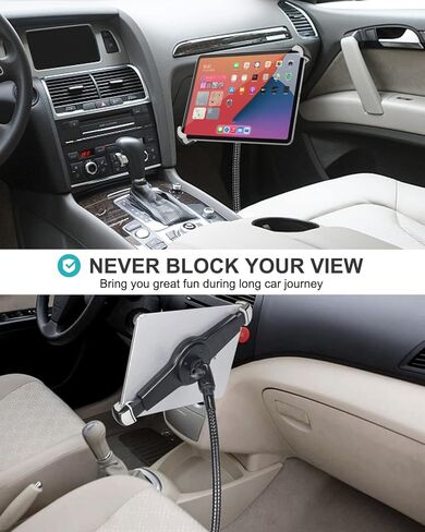حامل كمبيوتر لوحي كبير لمقعد السيارة للشاحنة، حامل لوحي بمسمار على أرضية السيارة شديد التحمل من Aozcu مع ذراع معقوفة قوي، حامل على أرضية السيارة لجهاز iPad Pro 12.9 11 Air، Galaxy Tab، السطح، جهاز لوحي مقاس 9.7-14.5 بوصة in Kuwait