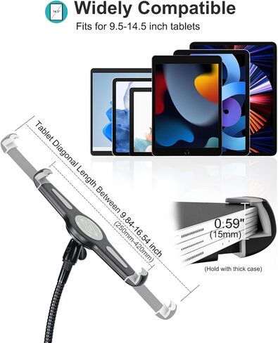 حامل كمبيوتر لوحي كبير لمقعد السيارة للشاحنة، حامل لوحي بمسمار على أرضية السيارة شديد التحمل من Aozcu مع ذراع معقوفة قوي، حامل على أرضية السيارة لجهاز iPad Pro 12.9 11 Air، Galaxy Tab، السطح، جهاز لوحي مقاس 9.7-14.5 بوصة in Kuwait