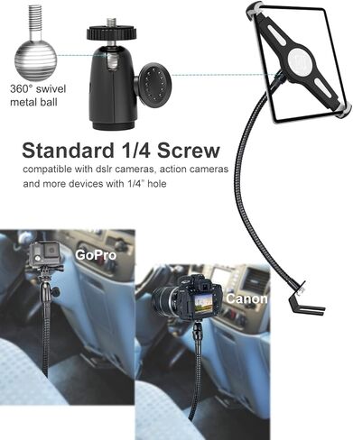 حامل كمبيوتر لوحي كبير لمقعد السيارة للشاحنة، حامل لوحي بمسمار على أرضية السيارة شديد التحمل من Aozcu مع ذراع معقوفة قوي، حامل على أرضية السيارة لجهاز iPad Pro 12.9 11 Air، Galaxy Tab، السطح، جهاز لوحي مقاس 9.7-14.5 بوصة in Kuwait