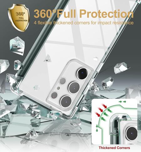 SURITCH for Samsung Galaxy S23 Ultra Clear Case 6.8" (Only), [Built-in Screen Protector] Full Body Protective Hard Shell+Soft TPU Phone Case for Samsung S23 Ultra -(Purple Edge) in Kuwait