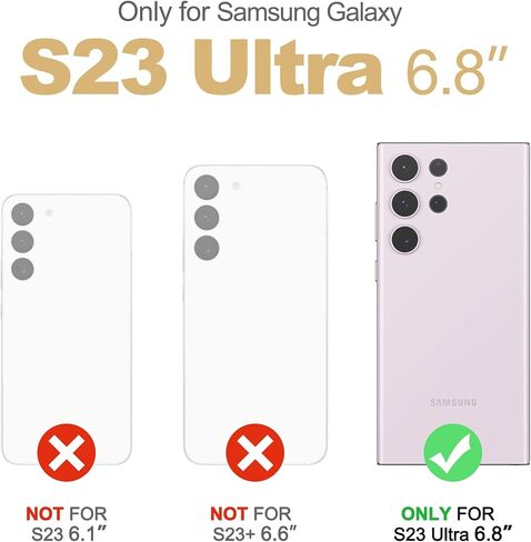 حافظة SURITCH لهاتف Samsung Galaxy S23 Ultra Clear مقاس 6.8 بوصات (فقط)، [واقي شاشة مدمج] هيكل صلب واقٍ لكامل الجسم + حافظة هاتف TPU ناعمة لهاتف Samsung S23 Ultra - (حافة أرجوانية) in Saudi Arabia