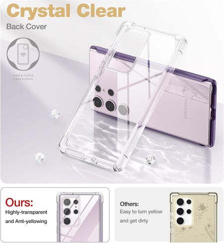 حافظة SURITCH لهاتف Samsung Galaxy S23 Ultra Clear مقاس 6.8 بوصات (فقط)، [واقي شاشة مدمج] هيكل صلب واقٍ لكامل الجسم + حافظة هاتف TPU ناعمة لهاتف Samsung S23 Ultra - (حافة أرجوانية) in Saudi Arabia