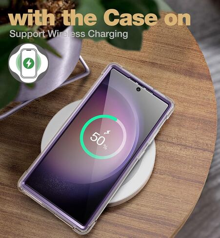 حافظة SURITCH لهاتف Samsung Galaxy S23 Ultra Clear مقاس 6.8 بوصات (فقط)، [واقي شاشة مدمج] هيكل صلب واقٍ لكامل الجسم + حافظة هاتف TPU ناعمة لهاتف Samsung S23 Ultra - (حافة أرجوانية) in Saudi Arabia