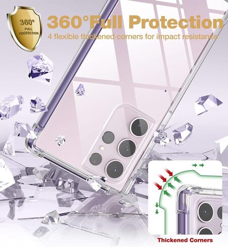 حافظة SURITCH لهاتف Samsung Galaxy S23 Ultra Clear مقاس 6.8 بوصات (فقط)، [واقي شاشة مدمج] هيكل صلب واقٍ لكامل الجسم + حافظة هاتف TPU ناعمة لهاتف Samsung S23 Ultra - (حافة أرجوانية) in Saudi Arabia
