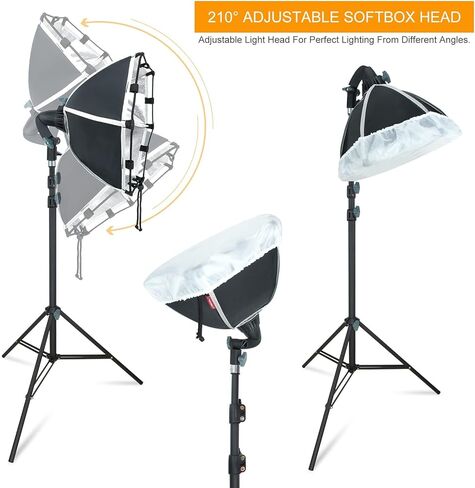 LINCO Lincostore طقم إضاءة استوديو التصوير الفوتوغرافي الذراع للفيديو الإضاءة المستمرة الظل صندوق بوم أضواء مجموعة إعداد المصباح Softbox مع مصابيح ضوء النهار AM262 in Kuwait
