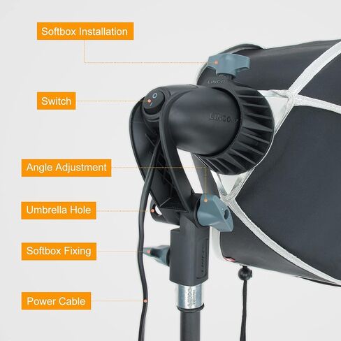 LINCO Lincostore طقم إضاءة استوديو التصوير الفوتوغرافي الذراع للفيديو الإضاءة المستمرة الظل صندوق بوم أضواء مجموعة إعداد المصباح Softbox مع مصابيح ضوء النهار AM262 in Kuwait