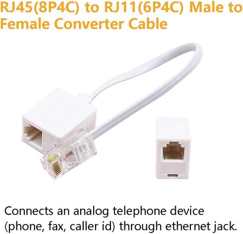 Uvital RJ45 إلى RJ11 محول موصل كابل M/F، هاتف RJ11 6P4C أنثى إلى إيثرنت RJ45 8P8C سلك محول ذكر (عبوتان) in Saudi Arabia