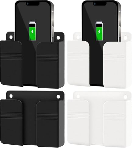 QINLECTRI 4 Pieces Phone Holder Wall Mounted with Adhesive and Data Line Receiving Hole Phone Holder Wall Mounted, Mobile Phone Holder for Bedroom and Bathroom in Kuwait