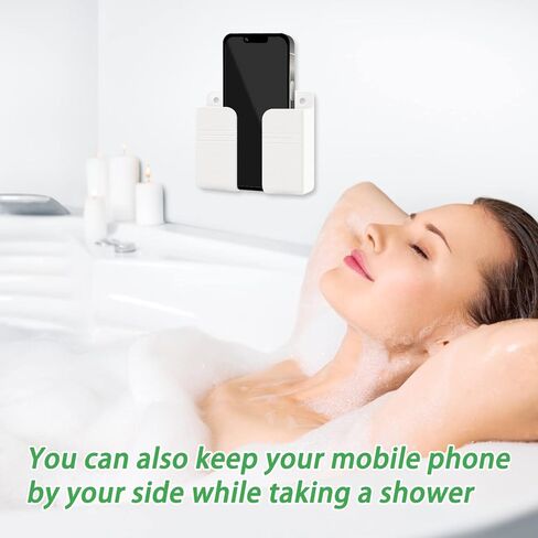 QINLECTRI 4 Pieces Phone Holder Wall Mounted with Adhesive and Data Line Receiving Hole Phone Holder Wall Mounted, Mobile Phone Holder for Bedroom and Bathroom in Kuwait