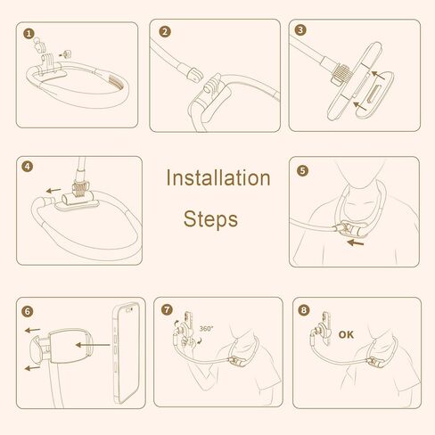 حامل الهاتف الخلوي Hochiton Lazy Bracket حول الرقبة، مشبك تثبيت مرن لتسجيل الحياة بدون استخدام اليد للرقبة، حجم الهاتف 4.7"-6" (أسود) in Kuwait