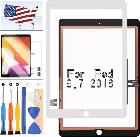 استبدال الشاشة لجهاز iPad 9.7 بوصة 2018 (A1893 A1954) /iPAD 6 الجيل السادس من لوحة زجاجية أمامية تعمل باللمس مع زجاج مقسى + مجموعة أدوات إصلاح (بدون زر الصفحة الرئيسية) (أسود) in Saudi Arabia