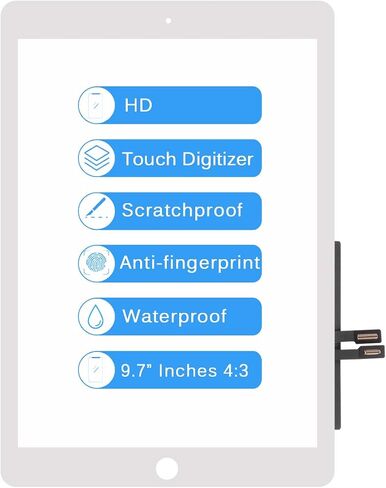 استبدال الشاشة لجهاز iPad 9.7 بوصة 2018 (A1893 A1954) /iPAD 6 الجيل السادس من لوحة زجاجية أمامية تعمل باللمس مع زجاج مقسى + مجموعة أدوات إصلاح (بدون زر الصفحة الرئيسية) (أسود) in Saudi Arabia