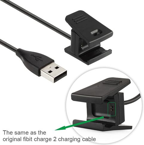 شاحن Temery Fitbit Charge 2 - قطعتان من كابل شحن USB بديل لـ Fitbit Charge 2 مع محول قاعدة حامل للكابل لساعة Fitbit Charge 2 الذكية (3.3 قدم + 1.6 قدم)... in Kuwait