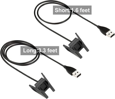 شاحن Temery Fitbit Charge 2 - قطعتان من كابل شحن USB بديل لـ Fitbit Charge 2 مع محول قاعدة حامل للكابل لساعة Fitbit Charge 2 الذكية (3.3 قدم + 1.6 قدم)... in Kuwait