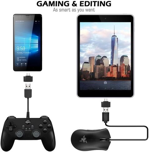 محول Mvpone Micro USB OTG إلى USB، محول Micro USB ذكر OTG إلى USB أنثى، محول USB On The Go 2 حزمة (أبيض) in Saudi Arabia