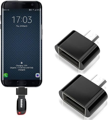 محول Mvpone Micro USB OTG إلى USB، محول Micro USB ذكر OTG إلى USB أنثى، محول USB On The Go 2 حزمة (أبيض) in Saudi Arabia