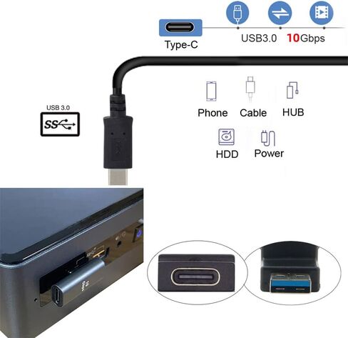 NFHK USB-C نوع C أنثى 90 درجة بزاوية أسفل إلى USB 3.0 محول بيانات ذكر لسطح المكتب المحمول in Kuwait
