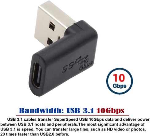 NFHK USB-C Type C Female 90 Degree Down Angled to USB 3.0 A Male Data Adapter for Laptop Desktop in Kuwait