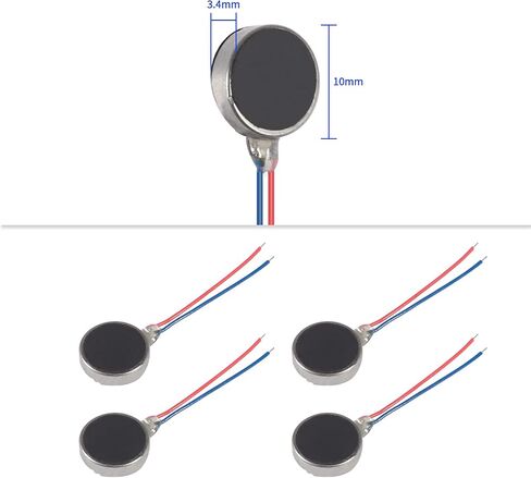 17PCS 10x3.4mm Mini Vibration Motors 1034 DC 3V Micro Mini Tiny Flat Coin Button-Type Vibrating Motors with Two Wires for Mobile Cell Phone Pager Tablet Household Appliances in Saudi Arabia