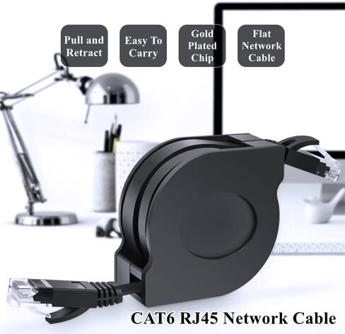 Demeras 1pc Ethernet Cable New 1m/2m Adjustable Retractable CAT6 RJ45 LAN Network Cable Cord for Modem Router, PC, Laptop, PS2 Black(2m) in Saudi Arabia