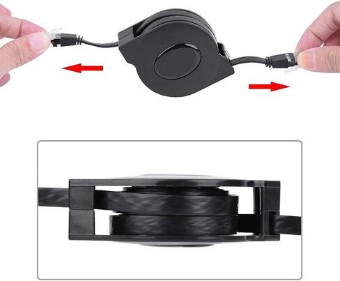 Demeras 1pc Ethernet Cable New 1m/2m Adjustable Retractable CAT6 RJ45 LAN Network Cable Cord for Modem Router, PC, Laptop, PS2 Black(2m) in Saudi Arabia