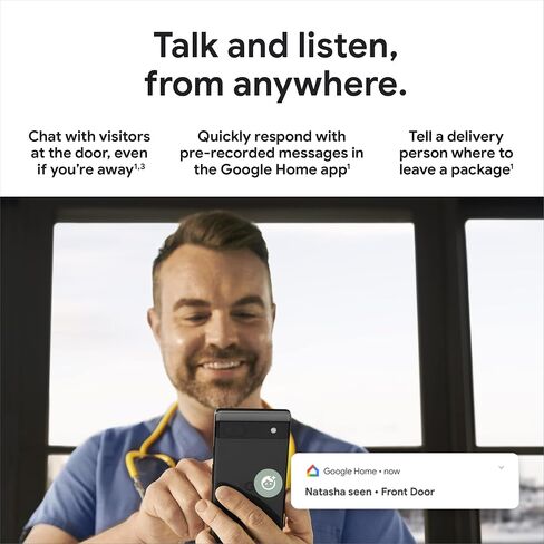 Google Nest Doorbell 720p - (سلكي، الجيل الثاني) - كاميرا فيديو أمنية - Ash in Kuwait