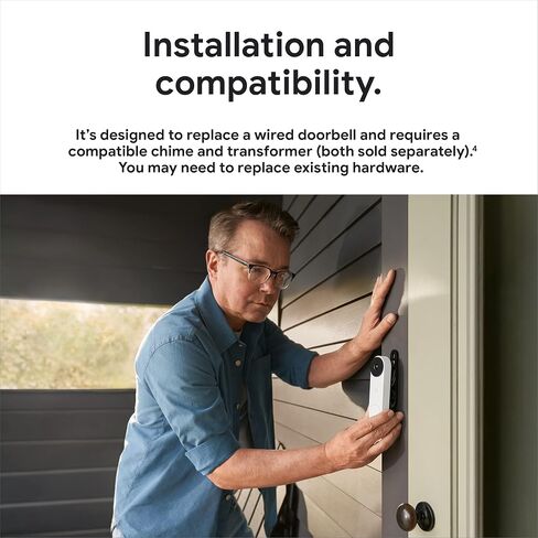 Google Nest Doorbell 720p - (سلكي، الجيل الثاني) - كاميرا فيديو أمنية - Ash in Kuwait