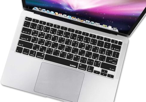 غطاء لوحة مفاتيح سيليكون باللغة العربية والإنجليزية من XSKN متوافق مع جهاز MacBook Air الجديد لعام 2020 مقاس 13 بوصة مع معرف اللمس وشريحة M1 A2337 A2179 ولوحة مفاتيح الكمبيوتر المحمول (تخطيط الاتحاد الأوروبي والولايات المتحدة، وردي) in Saudi Arabia