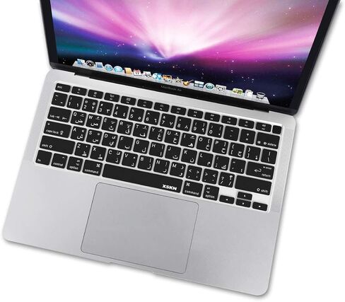 غطاء لوحة مفاتيح سيليكون باللغة العربية والإنجليزية من XSKN متوافق مع جهاز MacBook Air الجديد لعام 2020 مقاس 13 بوصة مع معرف اللمس وشريحة M1 A2337 A2179 ولوحة مفاتيح الكمبيوتر المحمول (تخطيط الاتحاد الأوروبي والولايات المتحدة، وردي) in Saudi Arabia