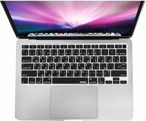 غطاء لوحة مفاتيح سيليكون باللغة العربية والإنجليزية من XSKN متوافق مع جهاز MacBook Air الجديد لعام 2020 مقاس 13 بوصة مع معرف اللمس وشريحة M1 A2337 A2179 ولوحة مفاتيح الكمبيوتر المحمول (تخطيط الاتحاد الأوروبي والولايات المتحدة، وردي) in Saudi Arabia