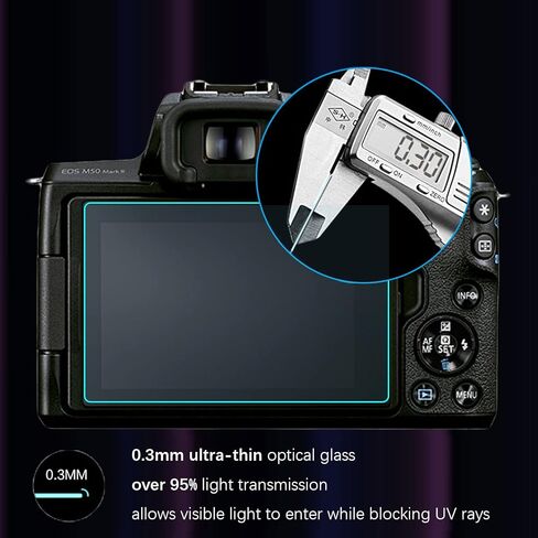 【2-Pack】Glass Screen Protector Film for Canon EOS RP M50 / M50 II / M100 / M6 Mark II / M6 Cameras, 0.3mm Ultra-Thin Tempered Glass, 9H Hardness, 2.5D Round Edges, Anti-Scrach Anti-Fingerprint Anti-Dust in Kuwait