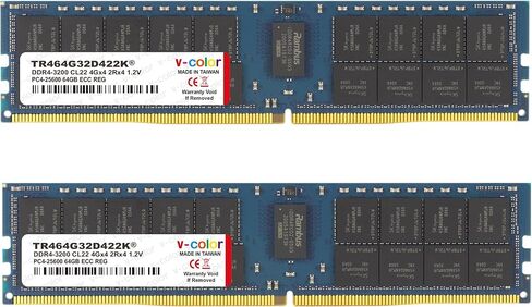 V-Color 64 جيجابايت (32 جيجابايت × 2) 1600 ميجاهرتز DDR3 R-DIMM 4Gx4 4Rx4 DIMM مسجلة في ECC لذاكرة الخادم/محطة العمل (TR332G16Q411LK) in Kuwait
