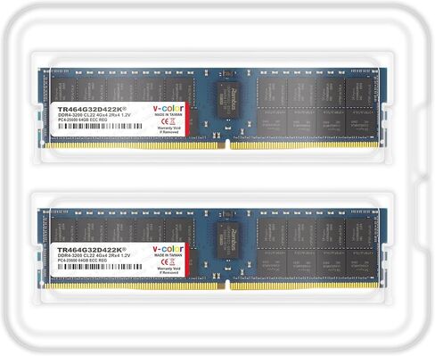 V-Color 64 جيجابايت (32 جيجابايت × 2) 1600 ميجاهرتز DDR3 R-DIMM 4Gx4 4Rx4 DIMM مسجلة في ECC لذاكرة الخادم/محطة العمل (TR332G16Q411LK) in Kuwait