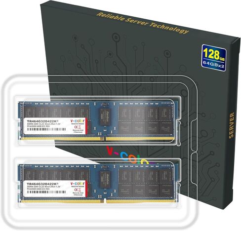 V-Color 64 جيجابايت (32 جيجابايت × 2) 1600 ميجاهرتز DDR3 R-DIMM 4Gx4 4Rx4 DIMM مسجلة في ECC لذاكرة الخادم/محطة العمل (TR332G16Q411LK) in Kuwait