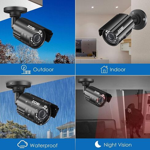 ZOSI 1080P HD-TVI Security Camera for Home Office Surveillance CCTV System - Bullet BNC Camera with Night Vision Black (Renewed) in Saudi Arabia