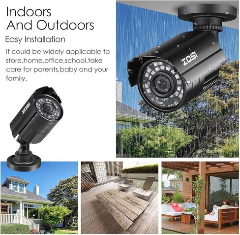ZOSI 1080P HD-TVI Security Camera for Home Office Surveillance CCTV System - Bullet BNC Camera with Night Vision Black (Renewed) in Saudi Arabia